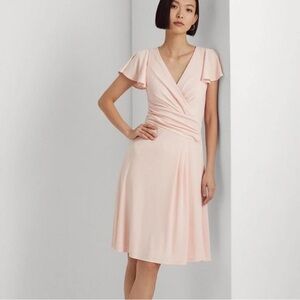 Lauren Ralph Lauren Women's Stretch‎ Jersey Surplice Dress Pale Pink